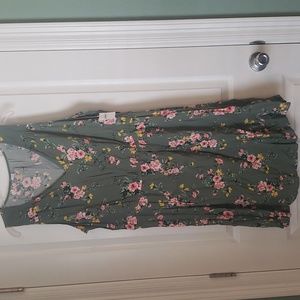 Floral green and pink sleeveless dress